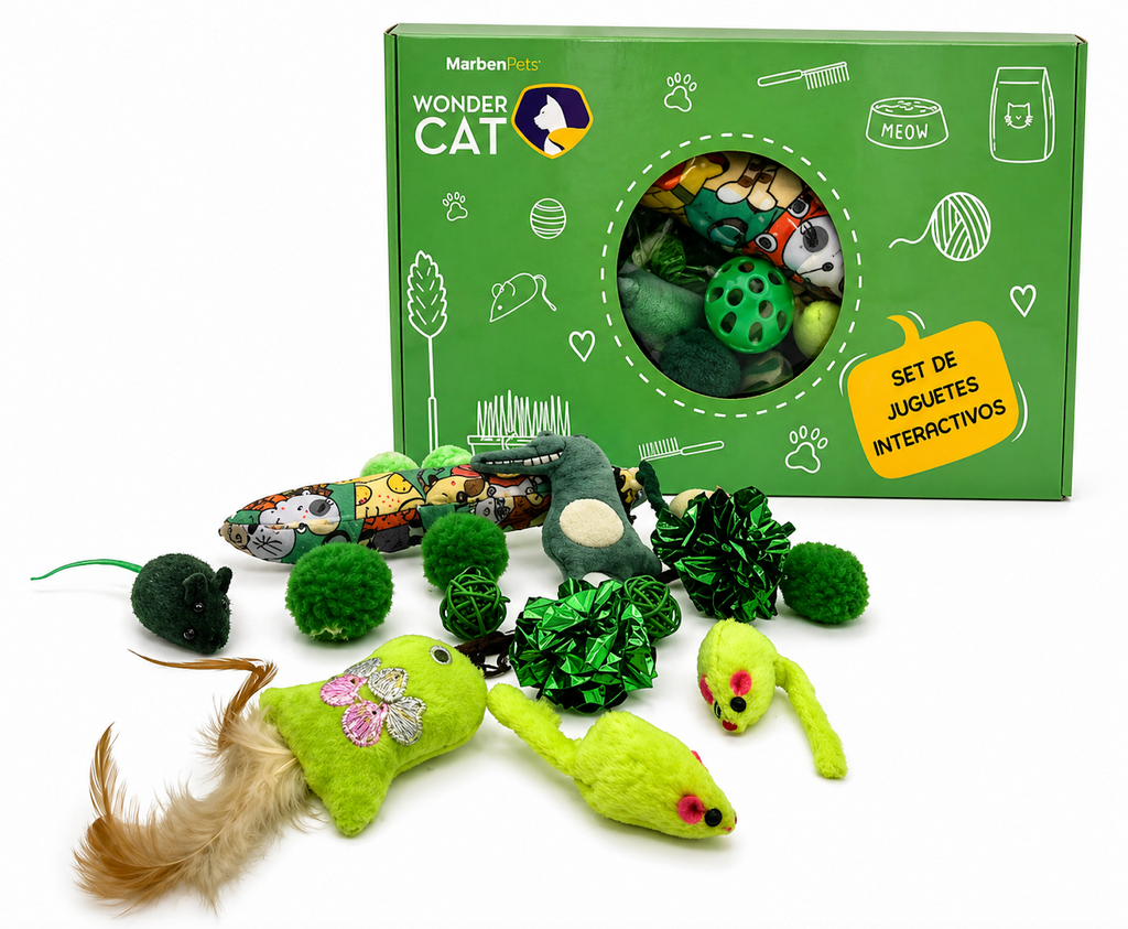 Set Juguetes Gato 15pzas Verde