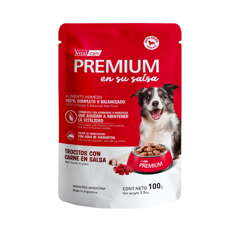 Sobre Premium VitalCan Perro Carne en salsa 100gr