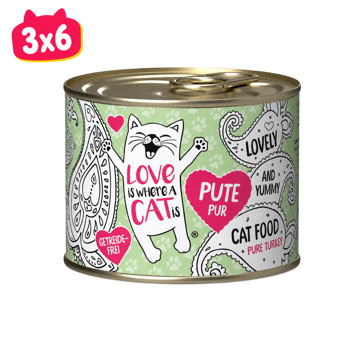 Pack 3x6 Love is Where a Cat is Pavo 190 gr