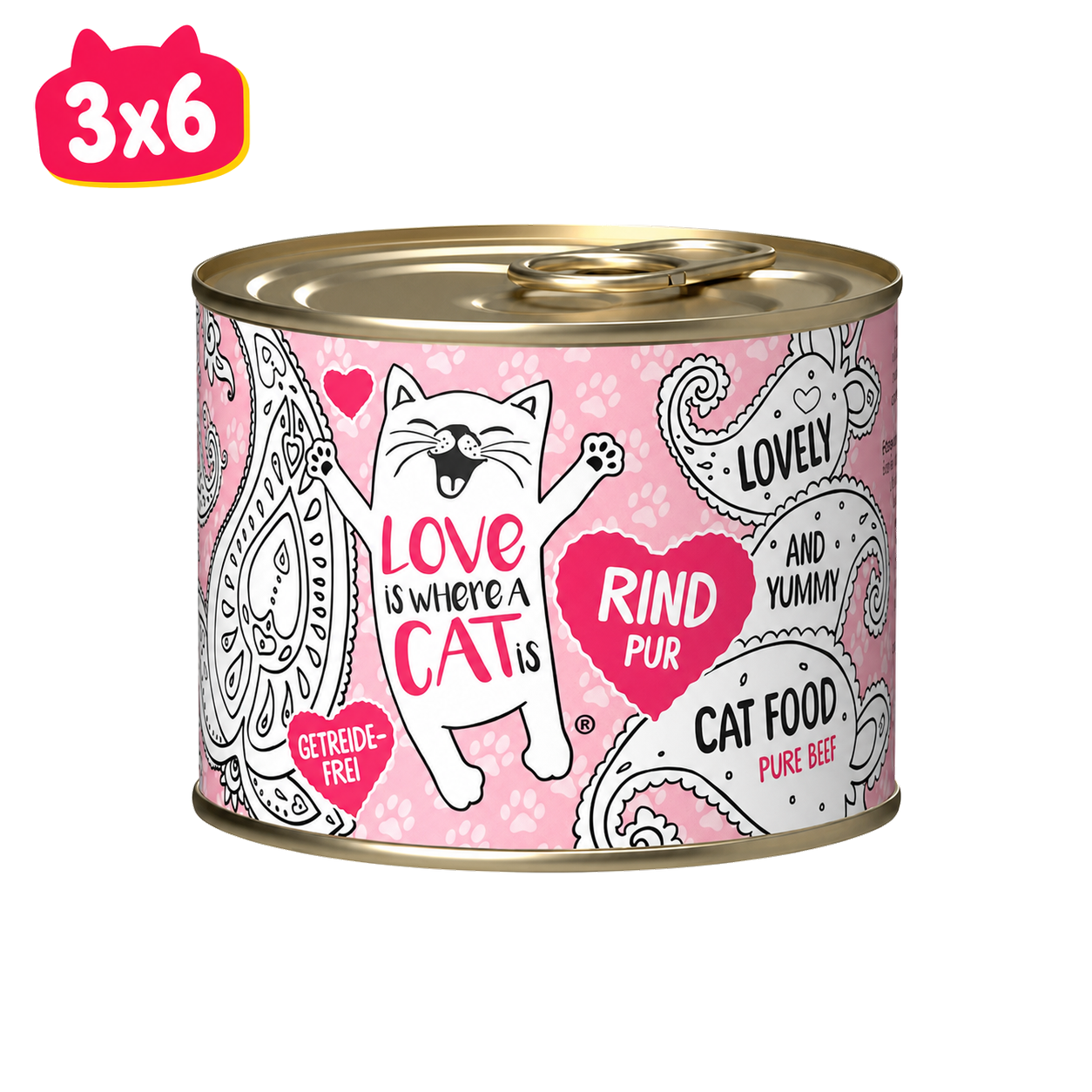 Pack 3x6 Love is Where a Cat is Carne 190 gr