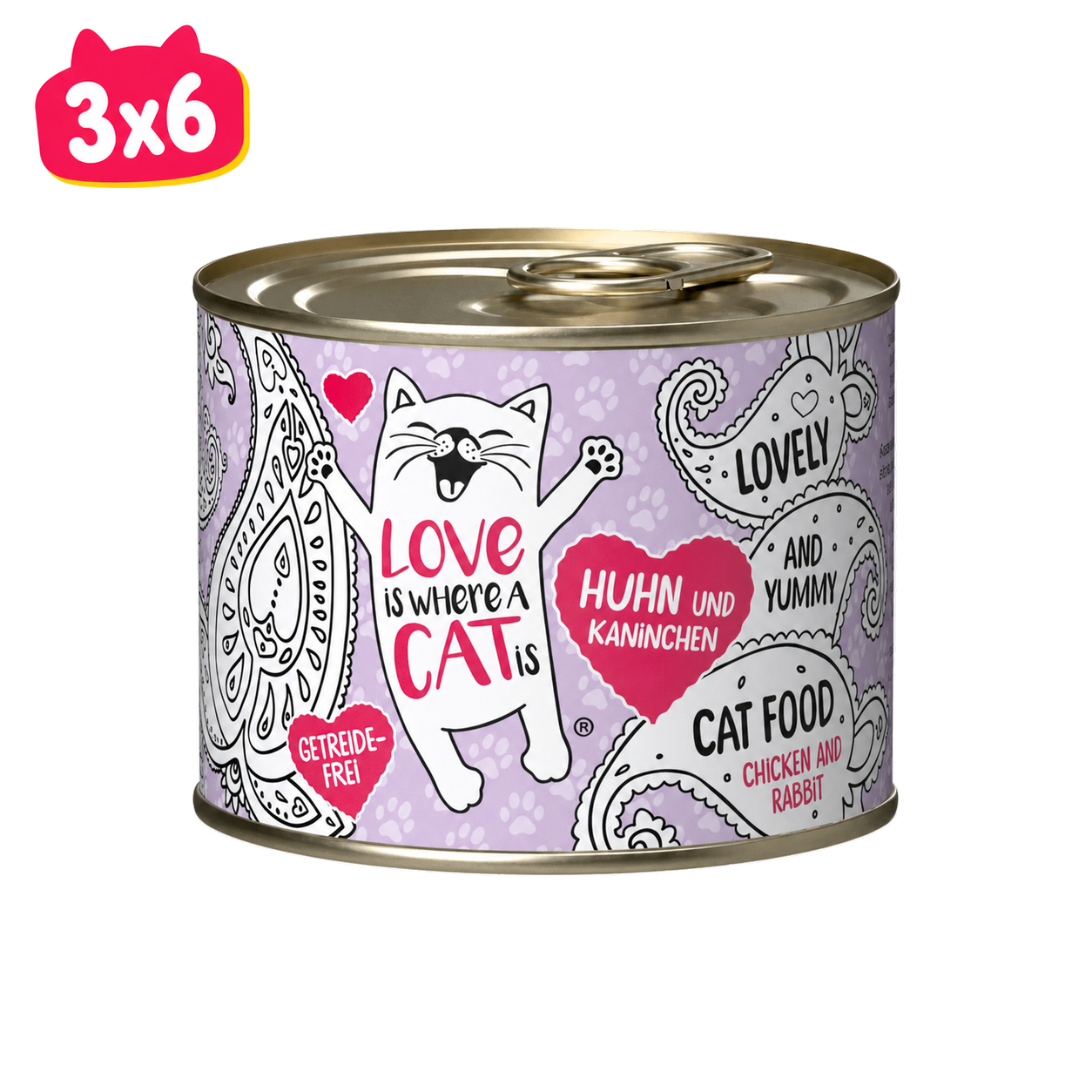Pack 3x6 Love is Where a Cat is Pollo y Conejo 190 gr