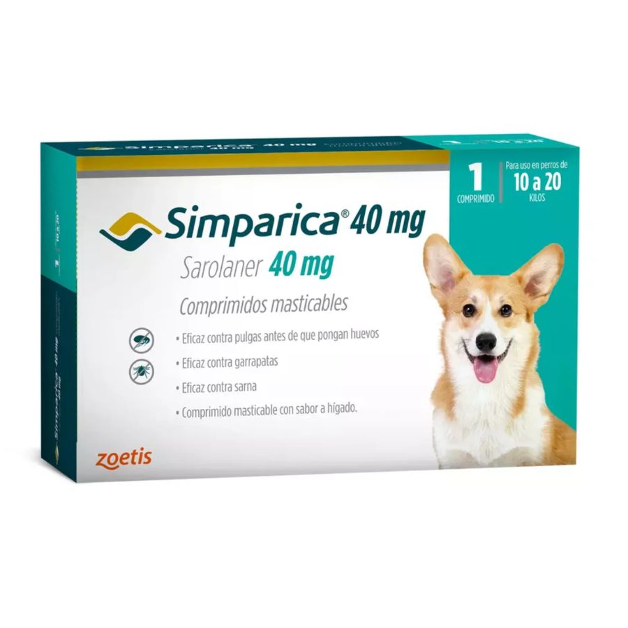 Simparica 40 mg 10,1 a 20 kg 1 Comprimido