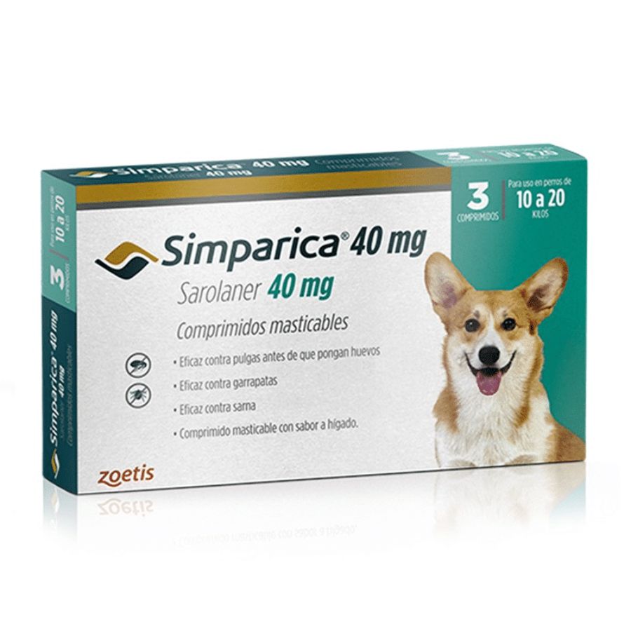 Simparica 40 mg 10,1 a 20 kg 3 Comprimidos