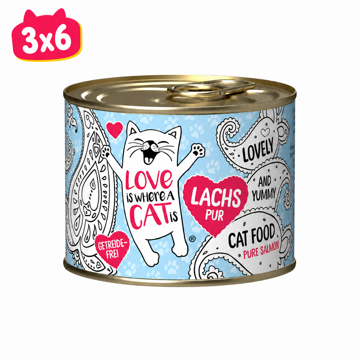 Pack 3x6 Love is Where a Cat is Salmon 190 gr