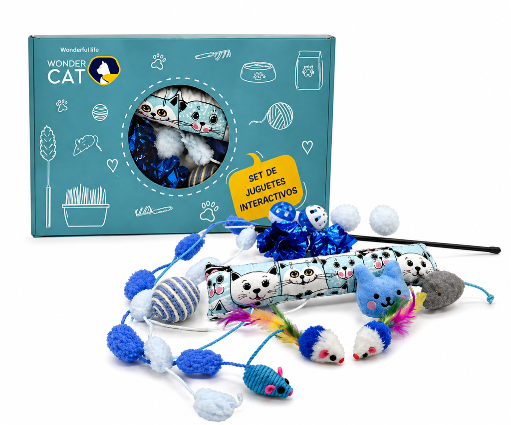 Set Juguetes Gato 14pzas Azul