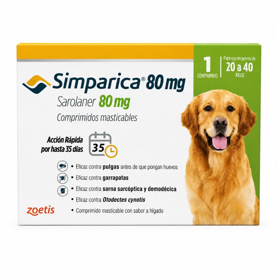 Simparica 80 mg 20,1 a 40 kg 1 Comprimido