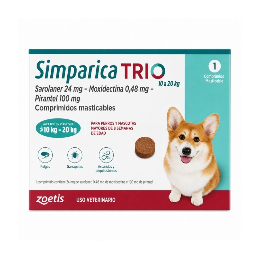 Simparica Trio 10,1 a 20 kg 1 Comprimido